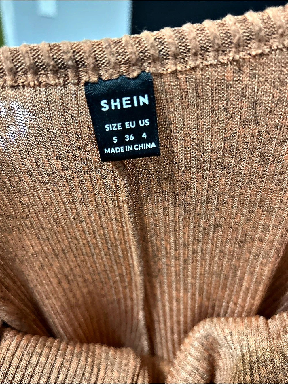 SHEIN Ribbed Knit Long Sleeve Jumpsuit Brown Small - Picture 3 of 3